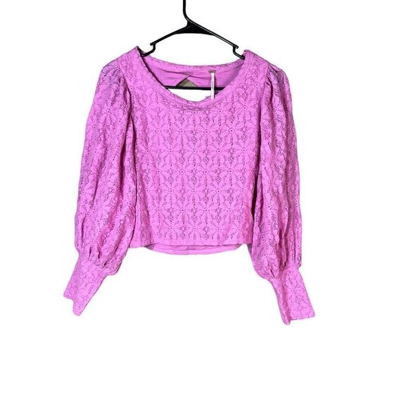 Free People Tea‎ Time Plumeria Balloon Sleeve Top Size Small - Picture 1 of 9